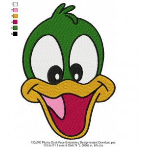 130x180 Plucky Duck Face Embroidery Design Instant Download